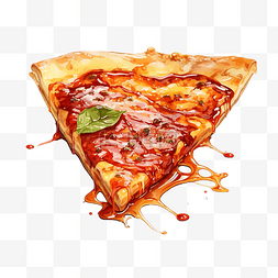 手绘披萨配料图片_披萨片配番茄酱生成ai快餐插画