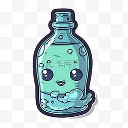 蓝色瓶子卡通图片_可爱的小蓝色瓶子，里面装满了气