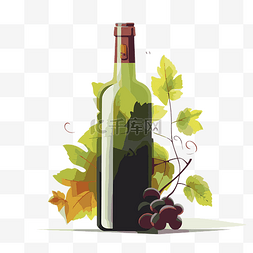葡萄与叶子图片_免费酒瓶 向量