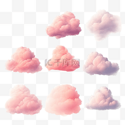 现实的云集合白色和粉红色的云为