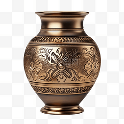 花瓶空图片_青铜花瓶与孤立的装饰品