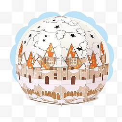 雪卡通城堡图片_儿童教育圣诞纸工艺品 雪球与城