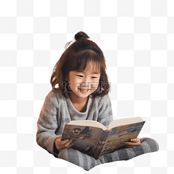 儿童阅读图片_卧室里穿着睡衣的亚洲小女孩躺在