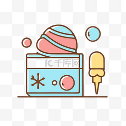 冰淇淋架和饼干的线条图标 向量