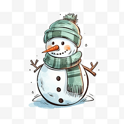 新年插牌素材图片_可愛的雪人插畫