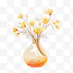 插画夏天背景图片_ai生成花卉装饰玻璃花瓶室内装饰