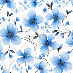 蓝色装饰品图片_无缝花纹蓝色花朵