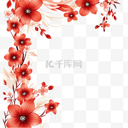 红色卡片边框图片_红色花卉边框 PNG