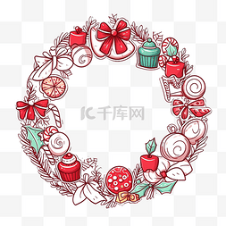 达尔效应图片_手绘圣诞卡通糖果涂鸦装饰花环