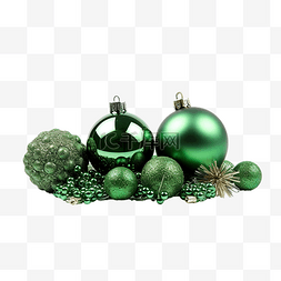 金色金属拉丝按钮图片_带有绿色金属丝和小球的圣诞装饰