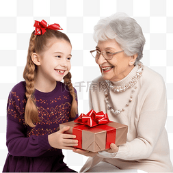 祖母给享受圣诞节时光的孙女带来