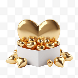 情人礼物球图片_3d 渲染从礼品盒和金色心形框架中
