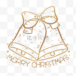 创意线描图片_圣诞节金色铃铛简笔画