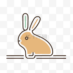 坐在地上的瘦兔子的矢量图