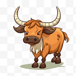 长角牛剪贴画卡通棕色牛卡通图标