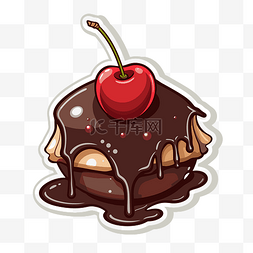 小巧克力蛋糕，上面有糖霜和樱桃