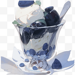 蓝莓冰淇淋插画