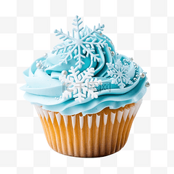 雪花装饰蓝色图片_用糖雪花和蓝色奶油装饰的纸杯蛋