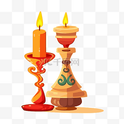 烛台剪贴画白色背景上的两支蜡烛