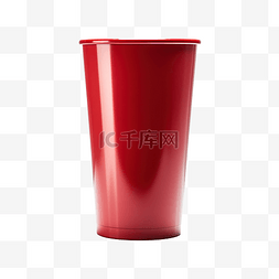 红色碟子图片_空的红色塑料杯与反射地板隔离用