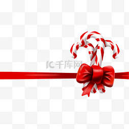 圣诞节红色拐杖糖与丝带