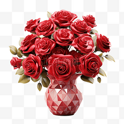 插花的花瓶图片_花瓶里的浪漫红玫瑰花束与ai生成