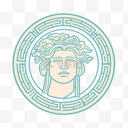 美思图片_圆形框架中的美杜莎希腊头像图标