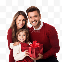 有孩子的家图片_快乐的年轻家庭，有一个带着圣诞