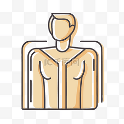 胸部中间的男人的透明水平图标 