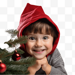 戴圣诞帽的男孩图片_戴着圣诞老人帽子的小男孩从圣诞
