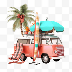 椅子伞图片_3d 汽车货车与沙滩椅火烈鸟球椰子