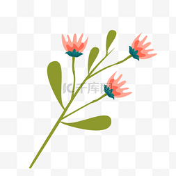 藤蔓枝条免抠素材图片_花朵叶子粉色绿色