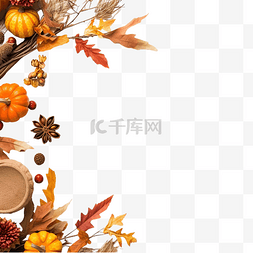白盘背景素材图片_感恩节秋季餐桌设置文本空间的概