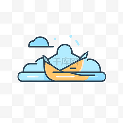香蕉船图标与水 向量