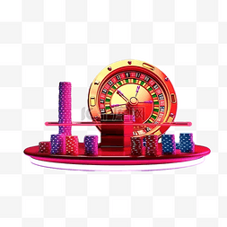 闲暇生活图片_霓虹灯圆形讲台插图上赌场元素的