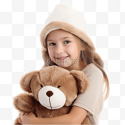 圣诞气氛素材图片_圣诞气氛中抱着泰迪熊的漂亮女孩