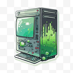 电脑贴纸图片_涂有绿色油漆的电脑贴纸 向量