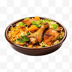 美食自由图片_鸡肉 biryani hybadi 烤米饭和蔬菜 ai 