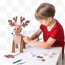 房屋圣诞图片_孩子粘零件圣诞驯鹿 stics 木偶儿