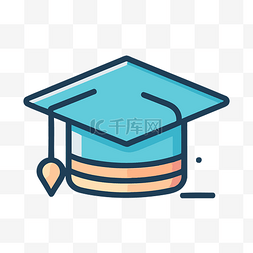 浅灰色背景上的毕业帽平面图标 