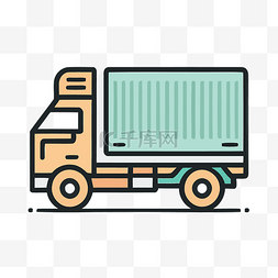 敞篷图标图片_敞篷集装箱卡车的插图 向量