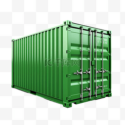 港口卡车图片_亮绿色货物集装箱