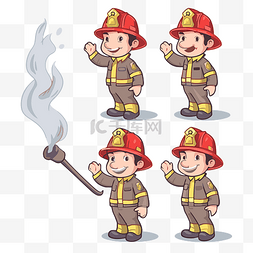 消防员剪贴画卡通消防员不同姿势