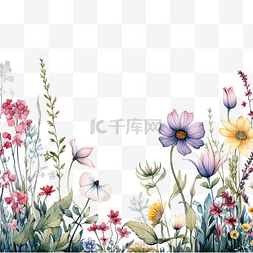 花束优雅图片_美丽优雅的植物水彩边框