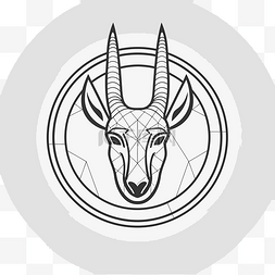 羚羊图片_白色背景上的黑白几何羚羊头标志