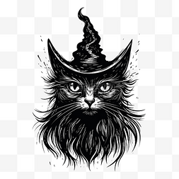 黑猫女巫图片_黑女巫猫邪恶可怕的神秘动物万圣