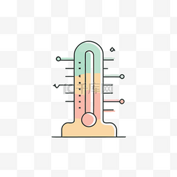 简单的彩色温度计图标位于白色背