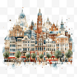 城市文化建设图片_荷兰海牙的城市景观与圣诞装饰