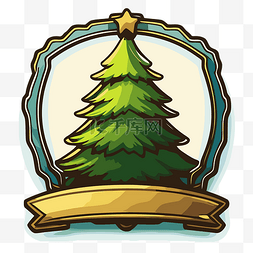 树剪贴画形状的圣诞徽章 向量