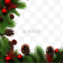 符边框图片_绿色枞树和带锥体边框的红色圣诞